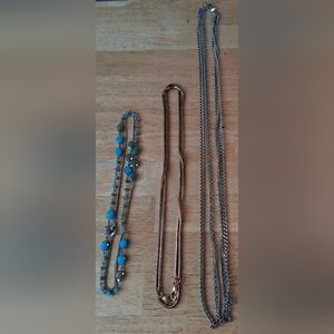 Lot Of 4 Long Necklace Or Belly Chains Bling Gold Tone Chain Costume Jewelry